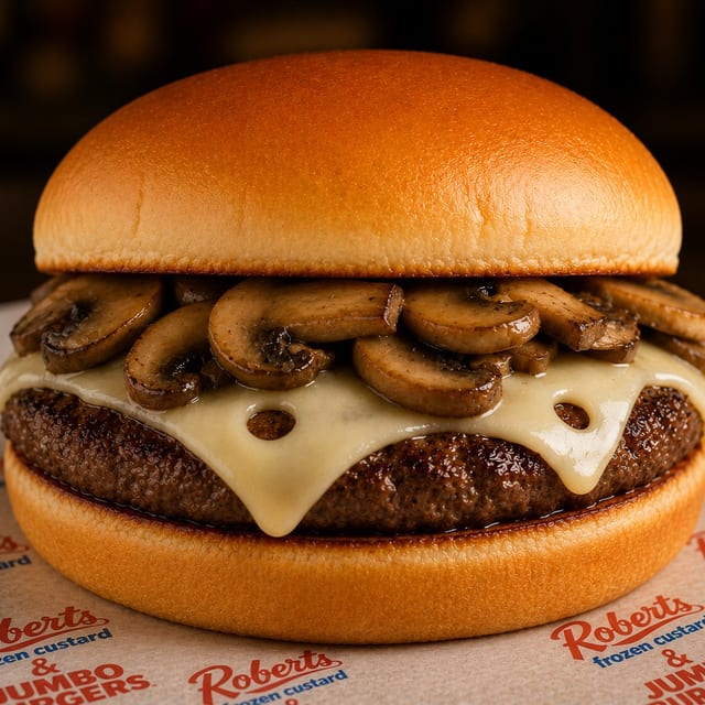Mushroom & Swiss Burger.