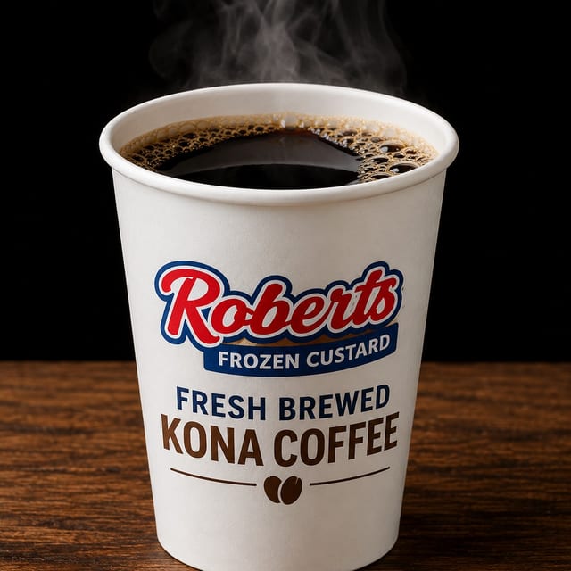 Fresh Brewed Kona Coffee.