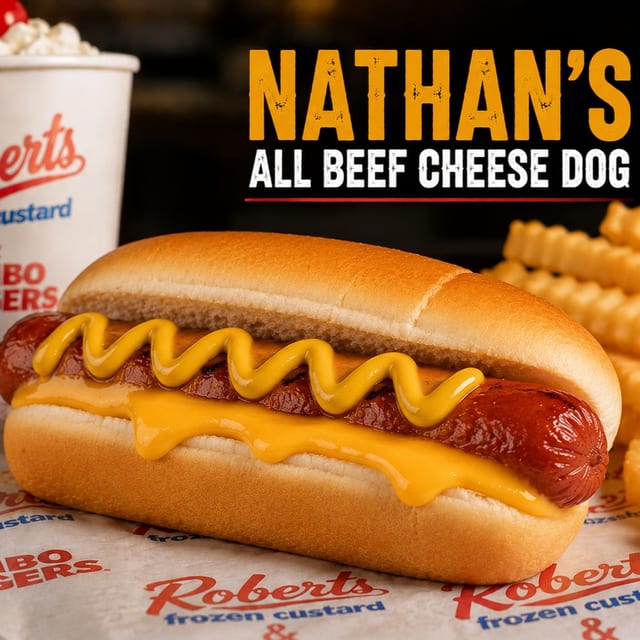 Nathan's All Beef Cheese Dog.