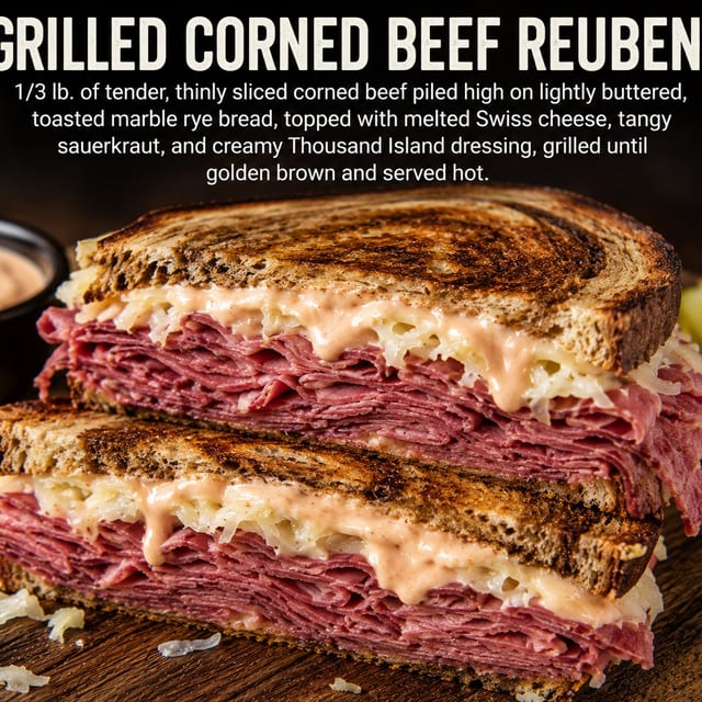 Grilled Corned Beef Reuben.